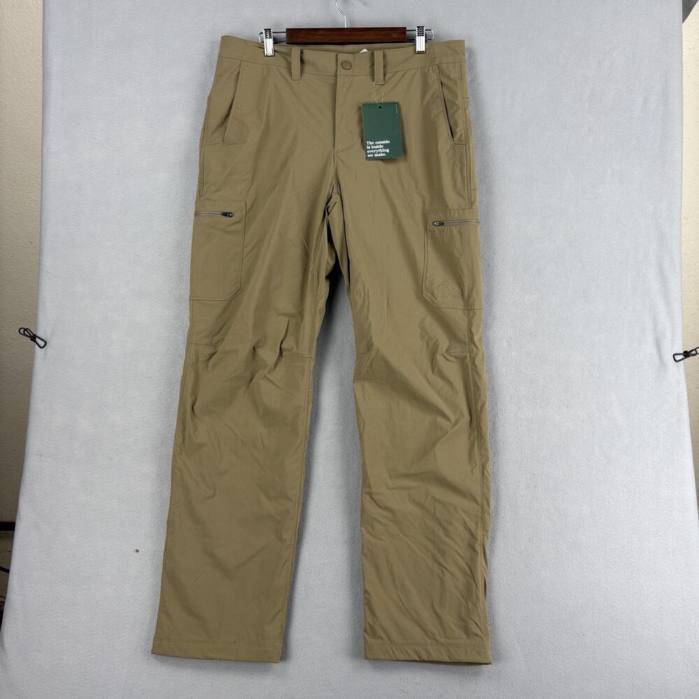 L.L. Bean Pants Mens 35x34 Beige Cresta Hiking Fleece Lined Thermal Zip Pockets